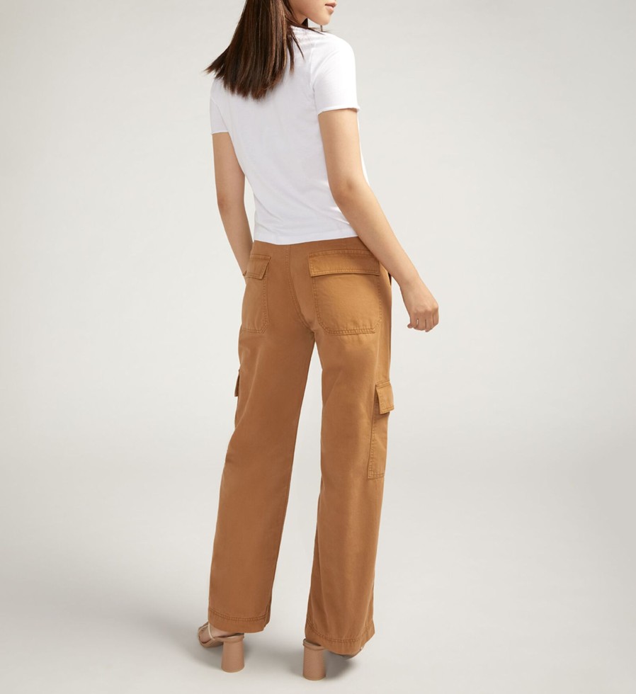 Women Silver Jeans | Wide Leg Utility Cargo Pant