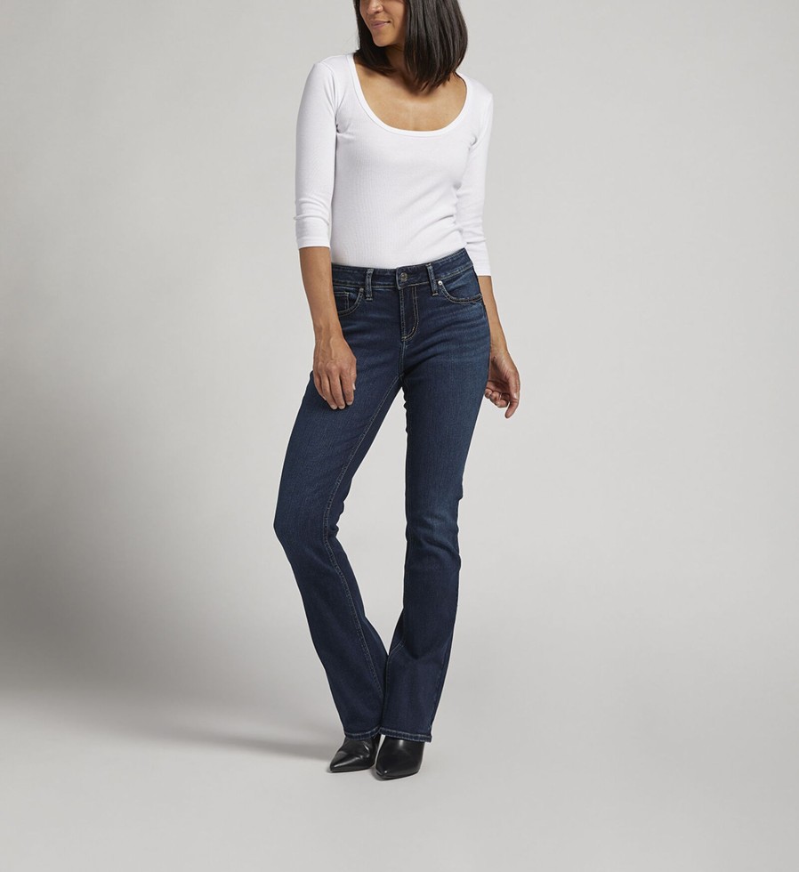 Women Silver Jeans | Elyse Mid Rise Slim Bootcut Jeans