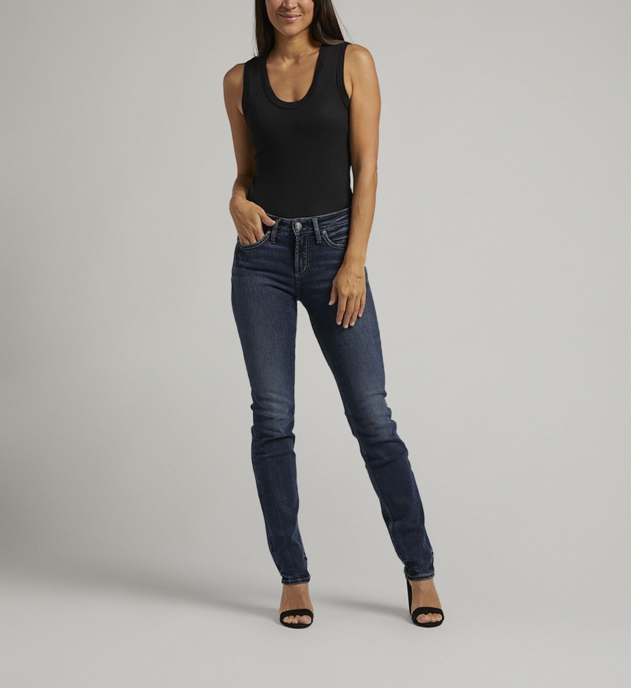 Women Silver Jeans | Suki Mid Rise Straight Leg Jeans