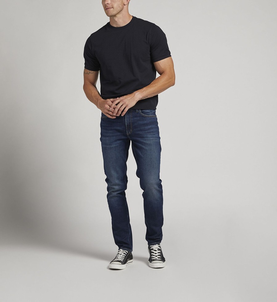 Men Silver Jeans | Infinite Fit Athletic Skinny Leg Jeans