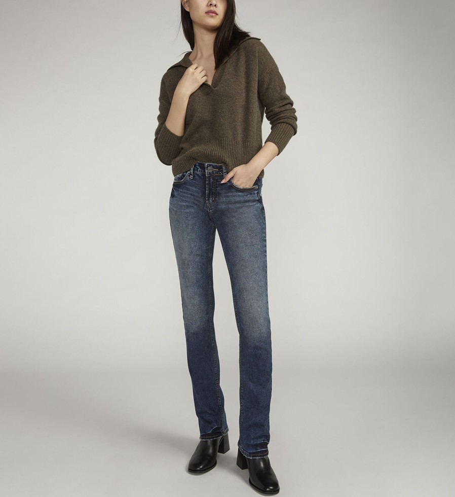 Women Silver Jeans | Elyse Mid Rise Slim Bootcut Jeans