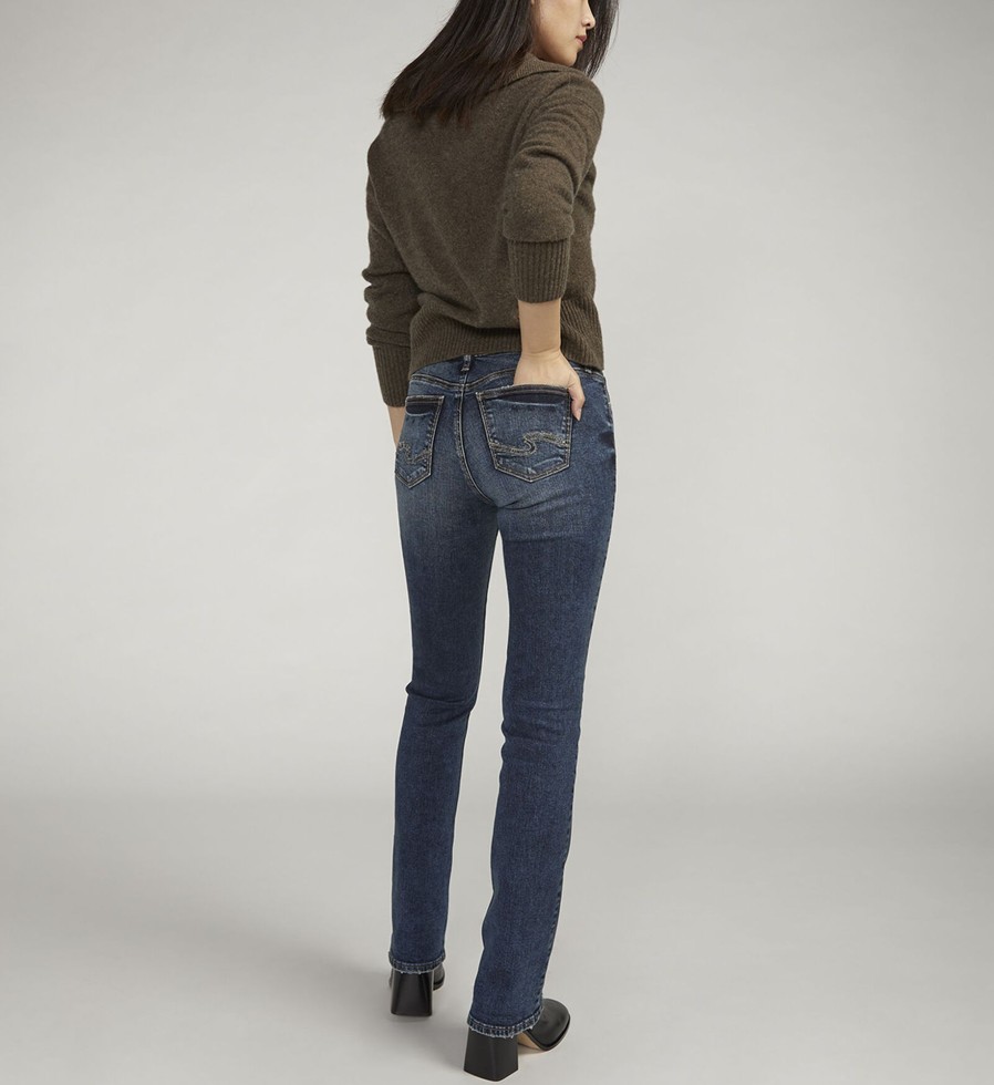 Women Silver Jeans | Elyse Mid Rise Slim Bootcut Jeans