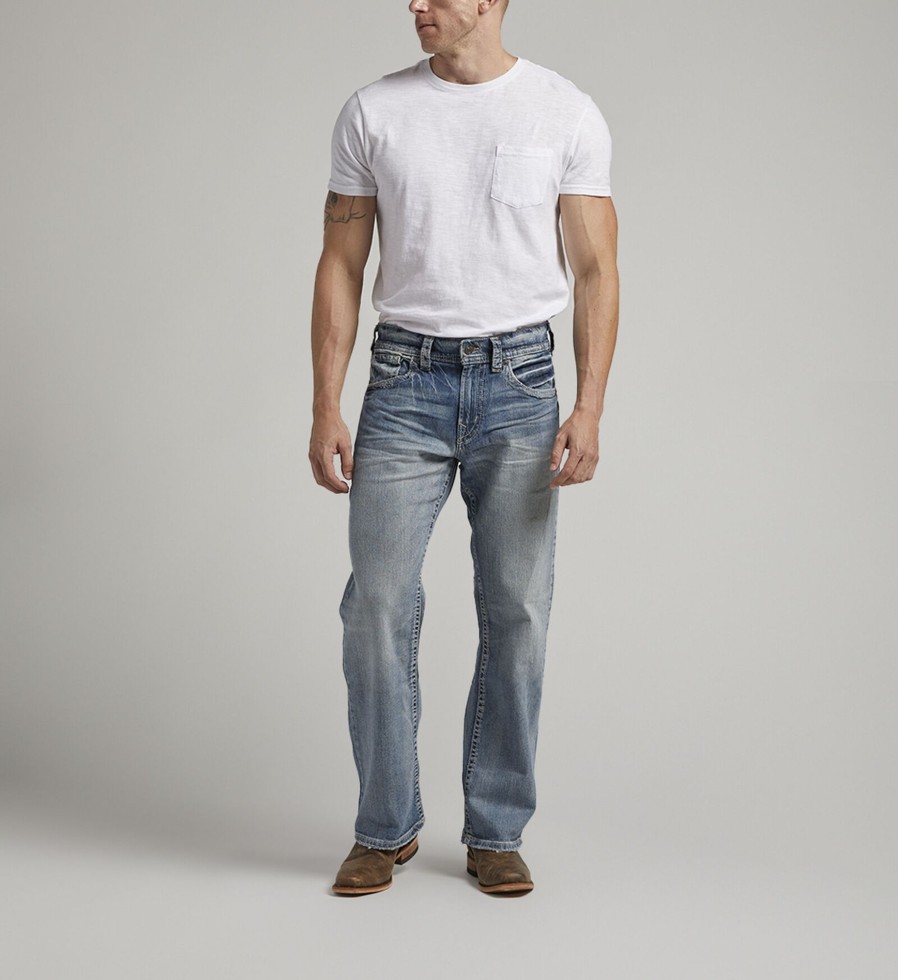 Men Silver Jeans | Gordie Loose Fit Straight Leg Jeans