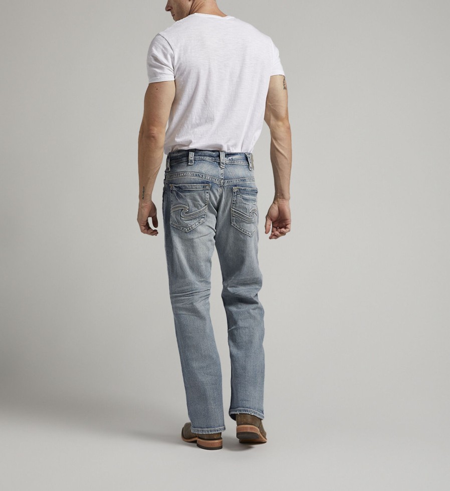 Men Silver Jeans | Gordie Loose Fit Straight Leg Jeans