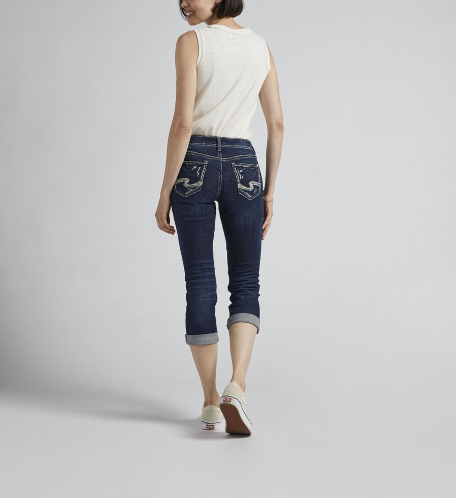 Women Silver Jeans | Suki Mid Rise Capri