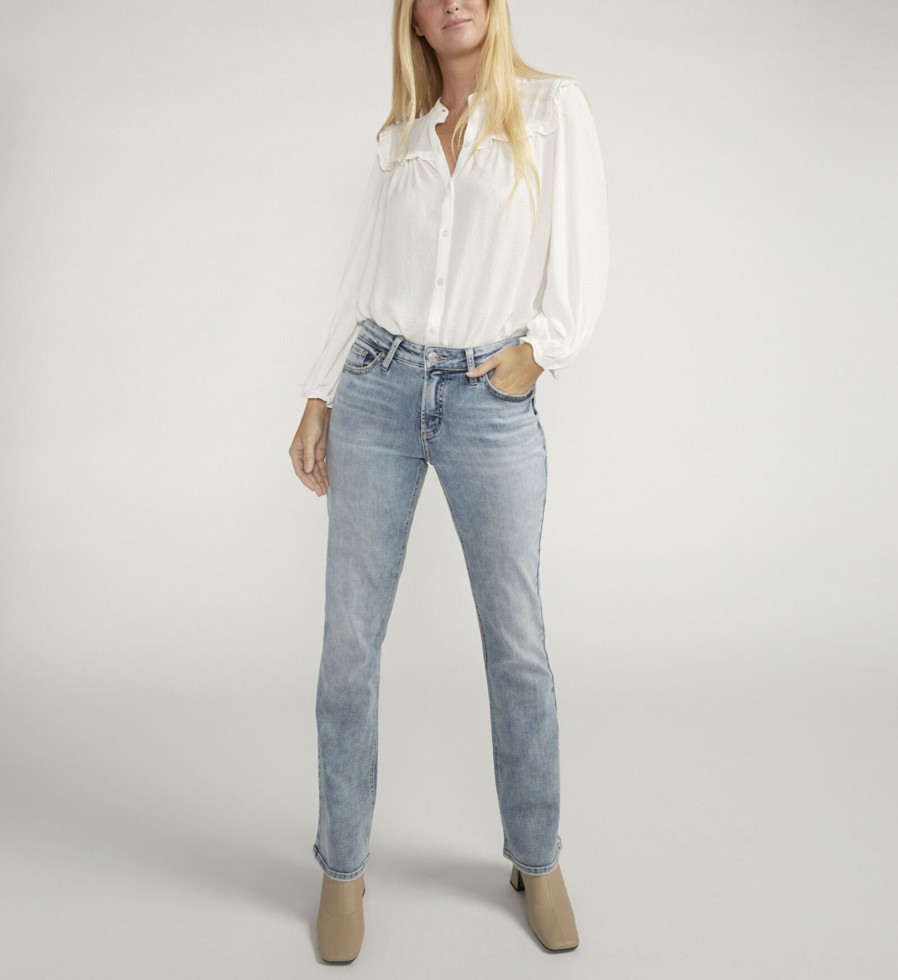 Women Silver Jeans | Elyse Mid Rise Slim Bootcut Jeans